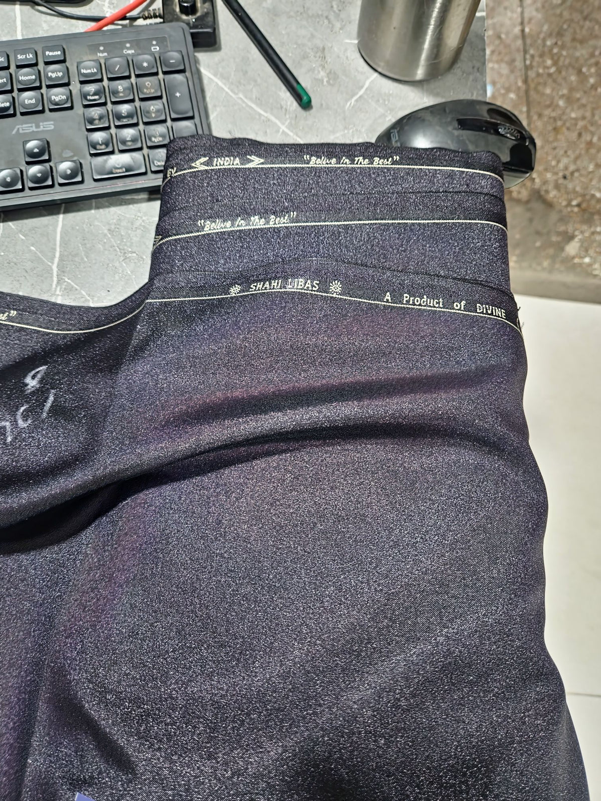 Shahi Libas Black Shimmery Suiting Fabric | Premium Men's Suit Material