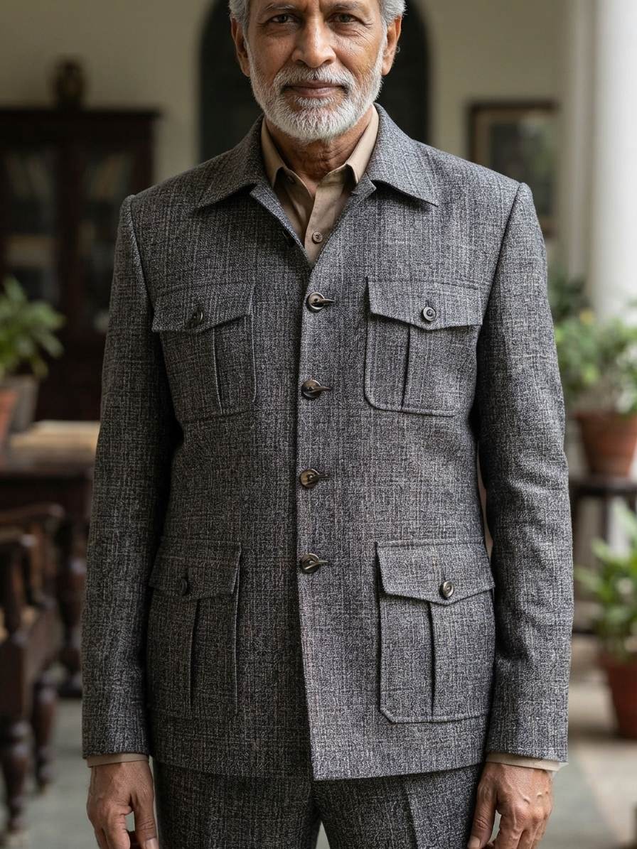 Premium Grey Boston Textured Suiting Fabric