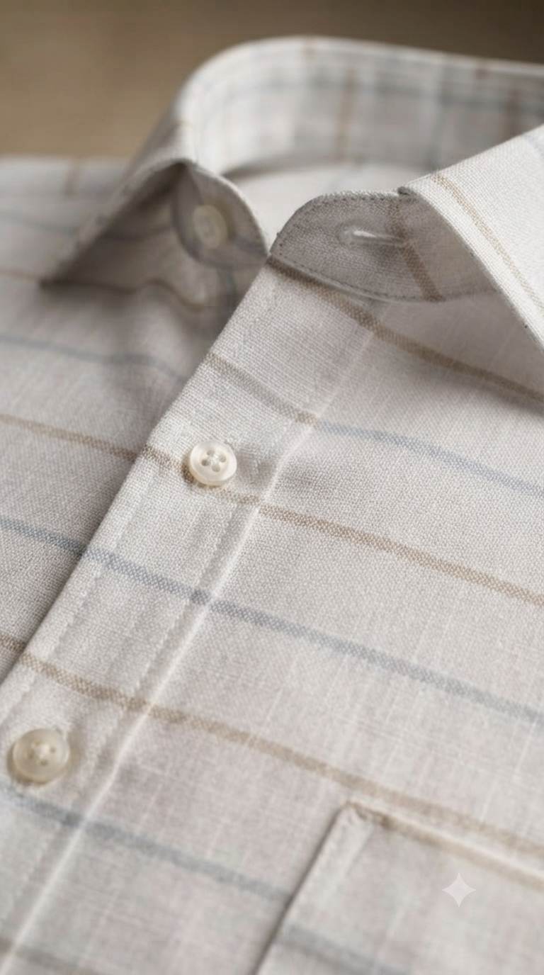 Crisp White & Subtle Striped Cotton-Linen 60 Lea fabric