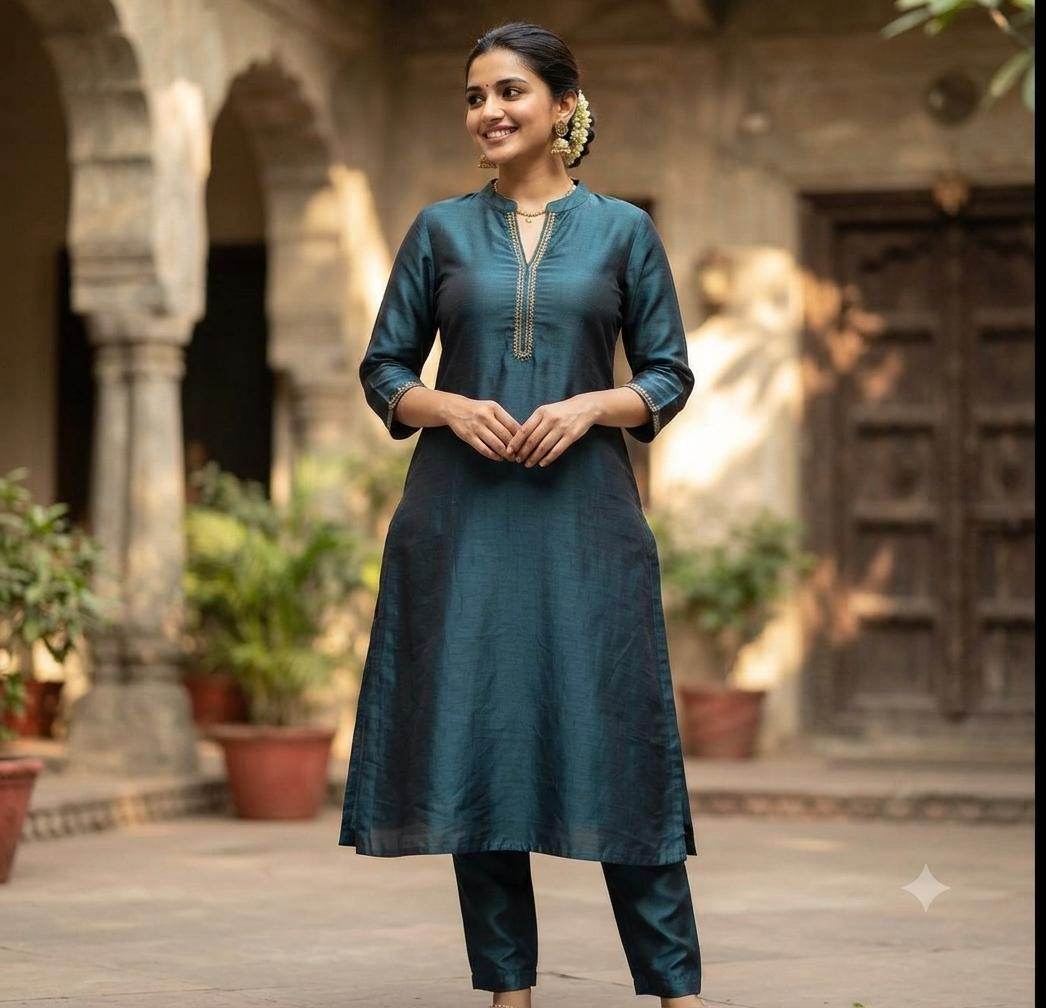 Peacock Blue Chanderi Silk Fabric