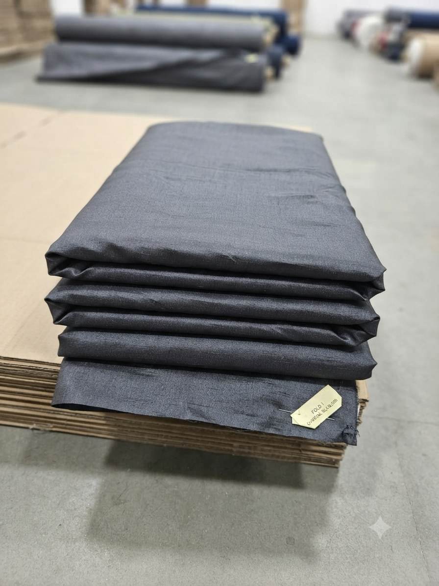 Charcoal Grey Glossy chanderi Shirting fabric
