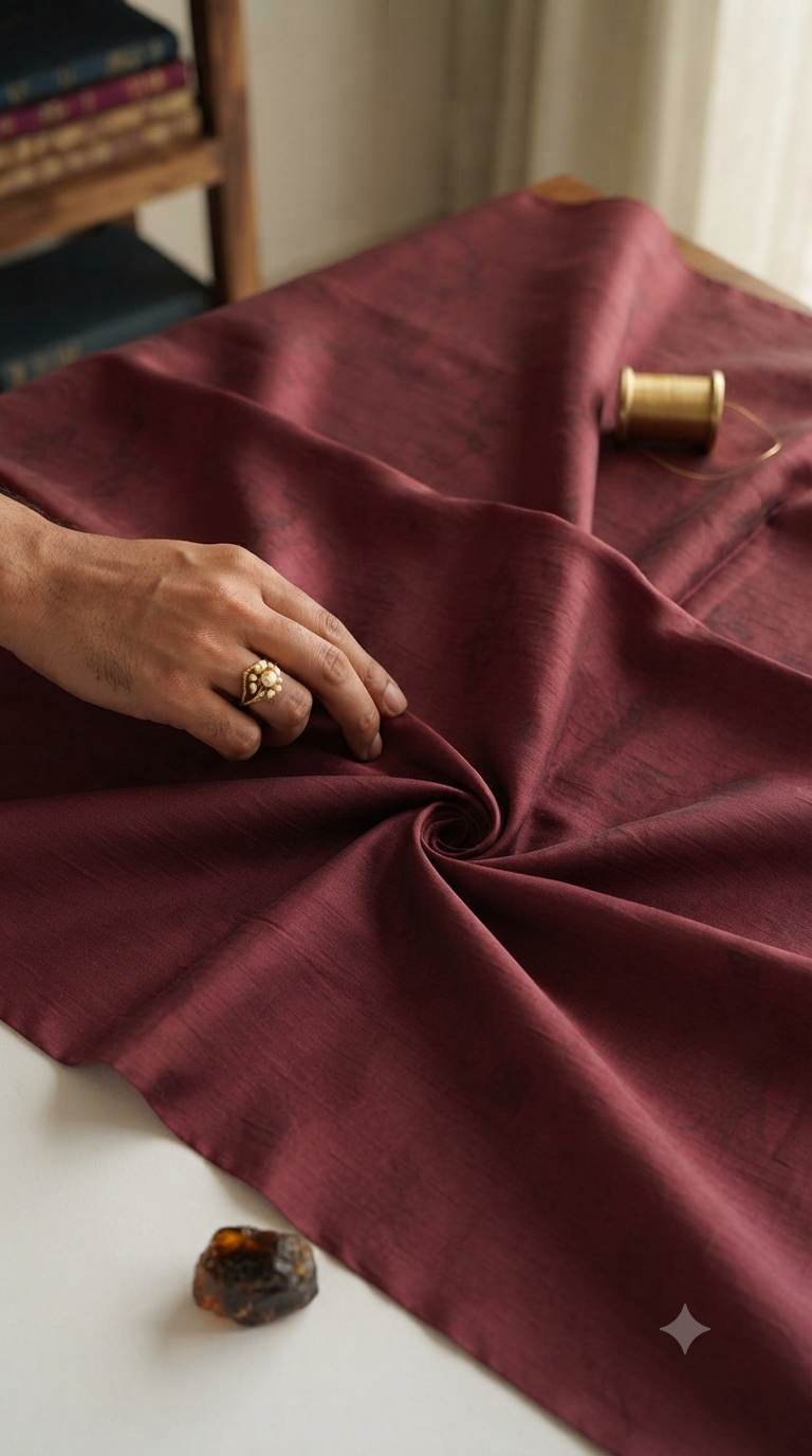 Wine Glossy chanderi Shirting fabric