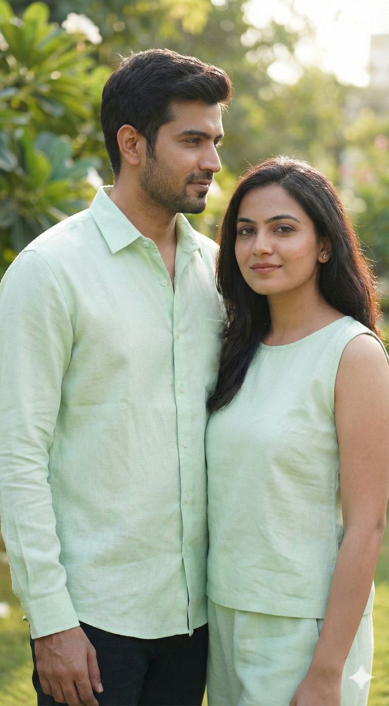 Pista Green 100% Pure Cotton Linen Fabric (70 lea)