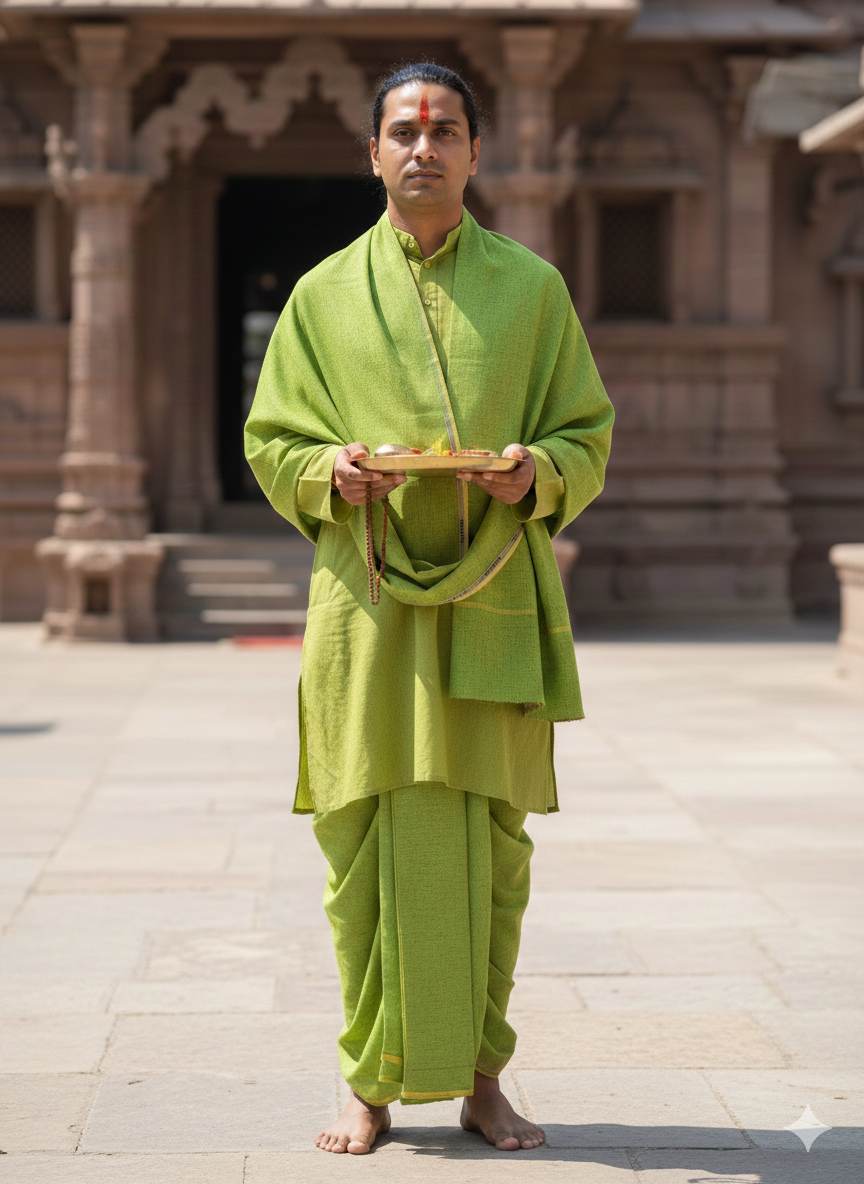 Parrot colour shirting Fabric blend with khadee