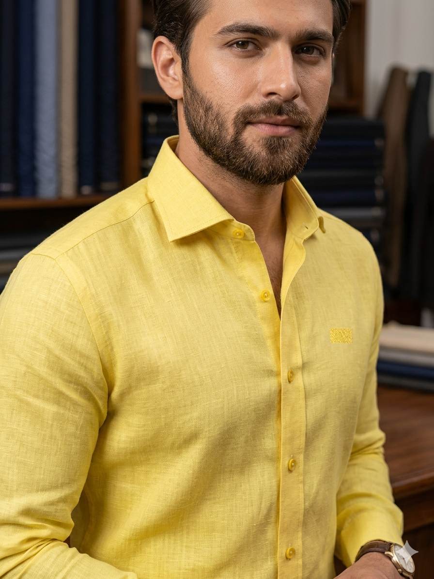 Lemon Yellow 100% Pure Linen (No cotton)