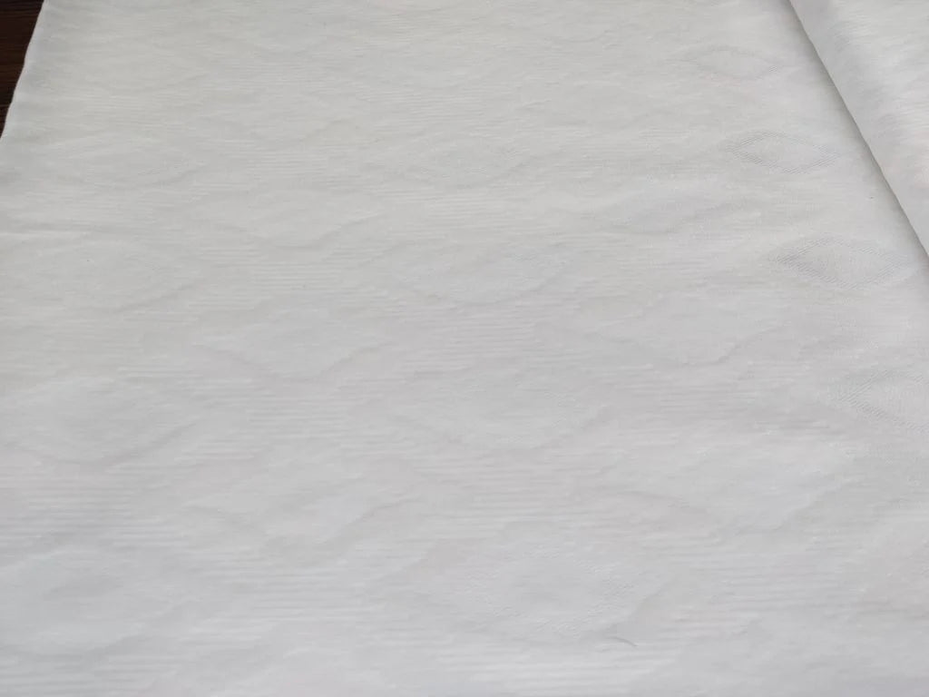 White Self Patterned Geometric Cotton Fabric