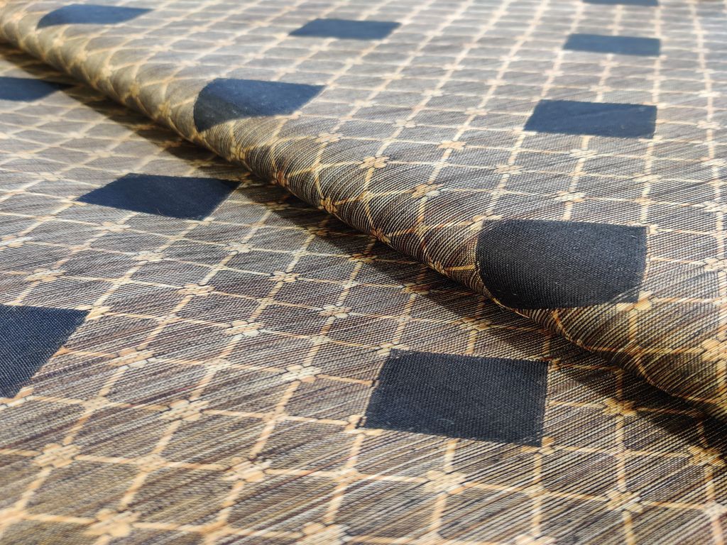 Black Golden Geometric Self Weaved Cotton Fabric