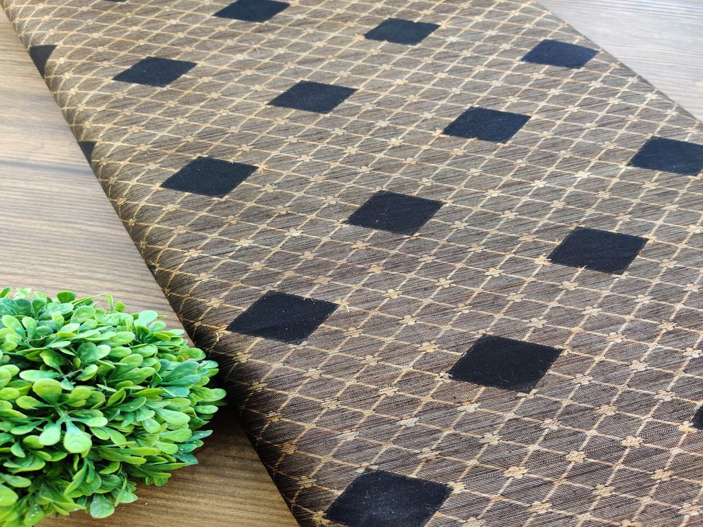 Black Golden Geometric Self Weaved Cotton Fabric