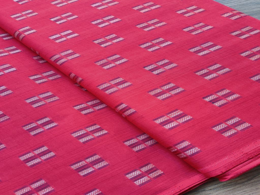 Maroon Geometric Golden Weave Cotton Fabric