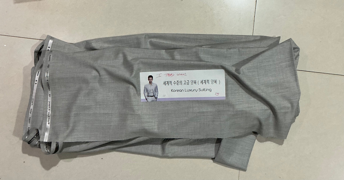 Imported Korean Terry Wool by Johan & Martin – Wrinkle-Free Premium GREY SAGE Suiting Fabric