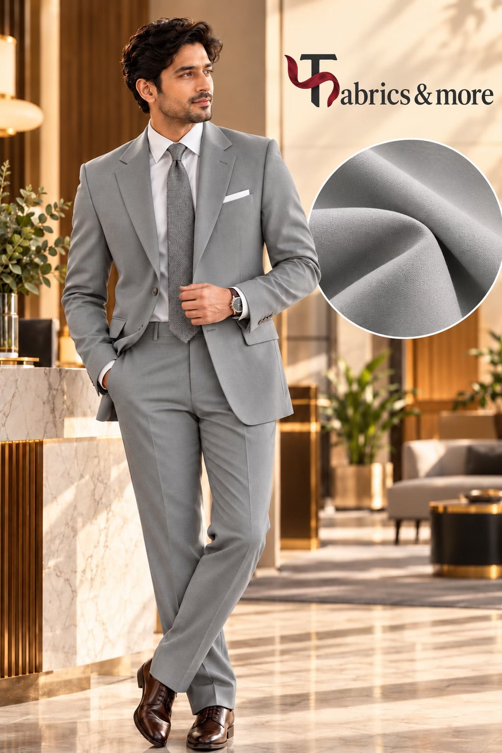Imported Korean SILKY Terry Wool by Johan & Martin – Wrinkle-Free Premium COOL-GREY Suiting Fabric