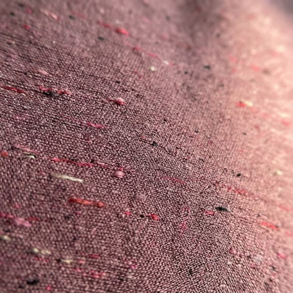 Dusty Mauve Wine Spun Polyester Slub Fabric