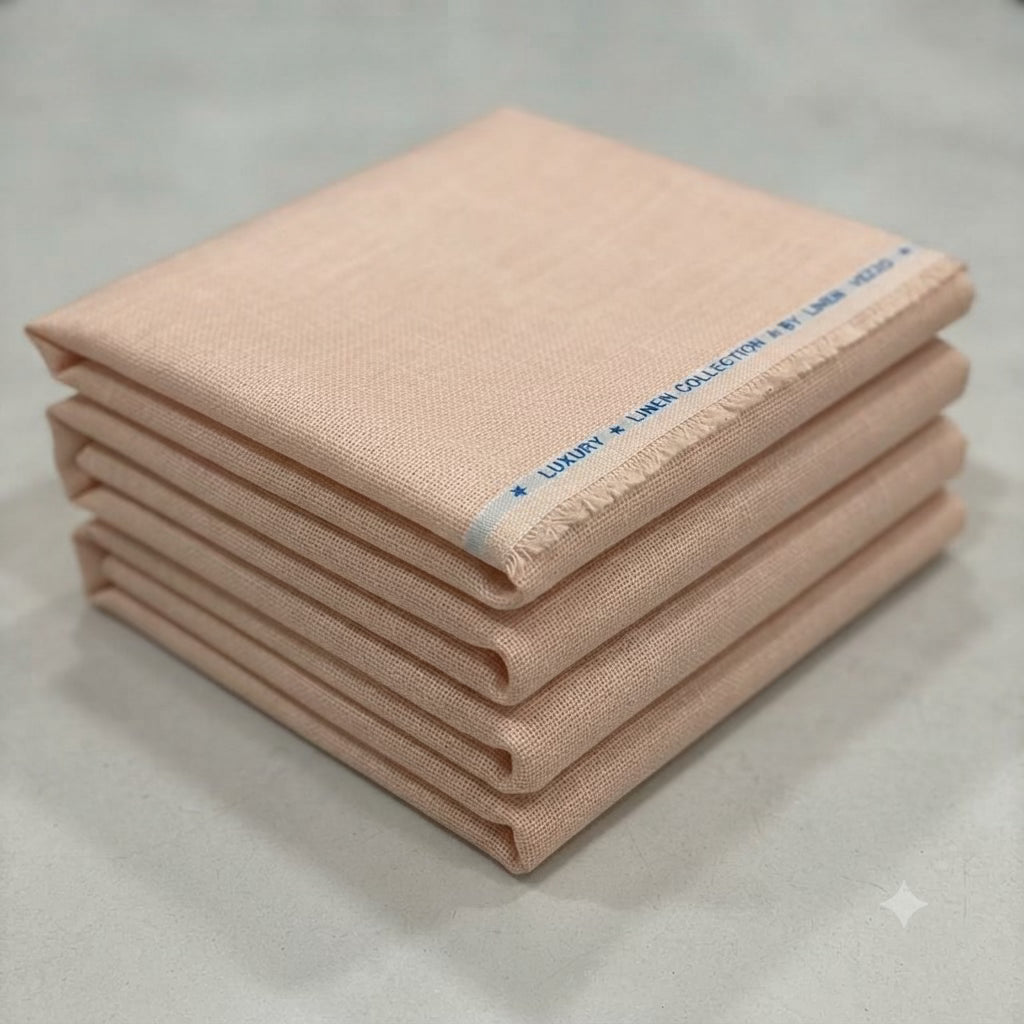 Peachy Apricot Luxury Jute Cotton Linen Collection Fabric
