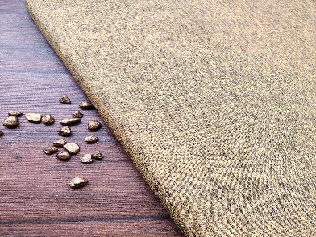 Mustard Yellow Blue Textured Premium Linen Fabric