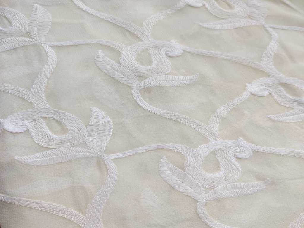 Dyeable Embroidered Paisleys Georgette Fabric