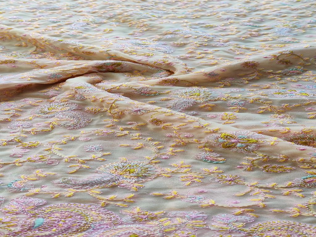 Multicolor Floral Kashmiri Georgette Fabric
