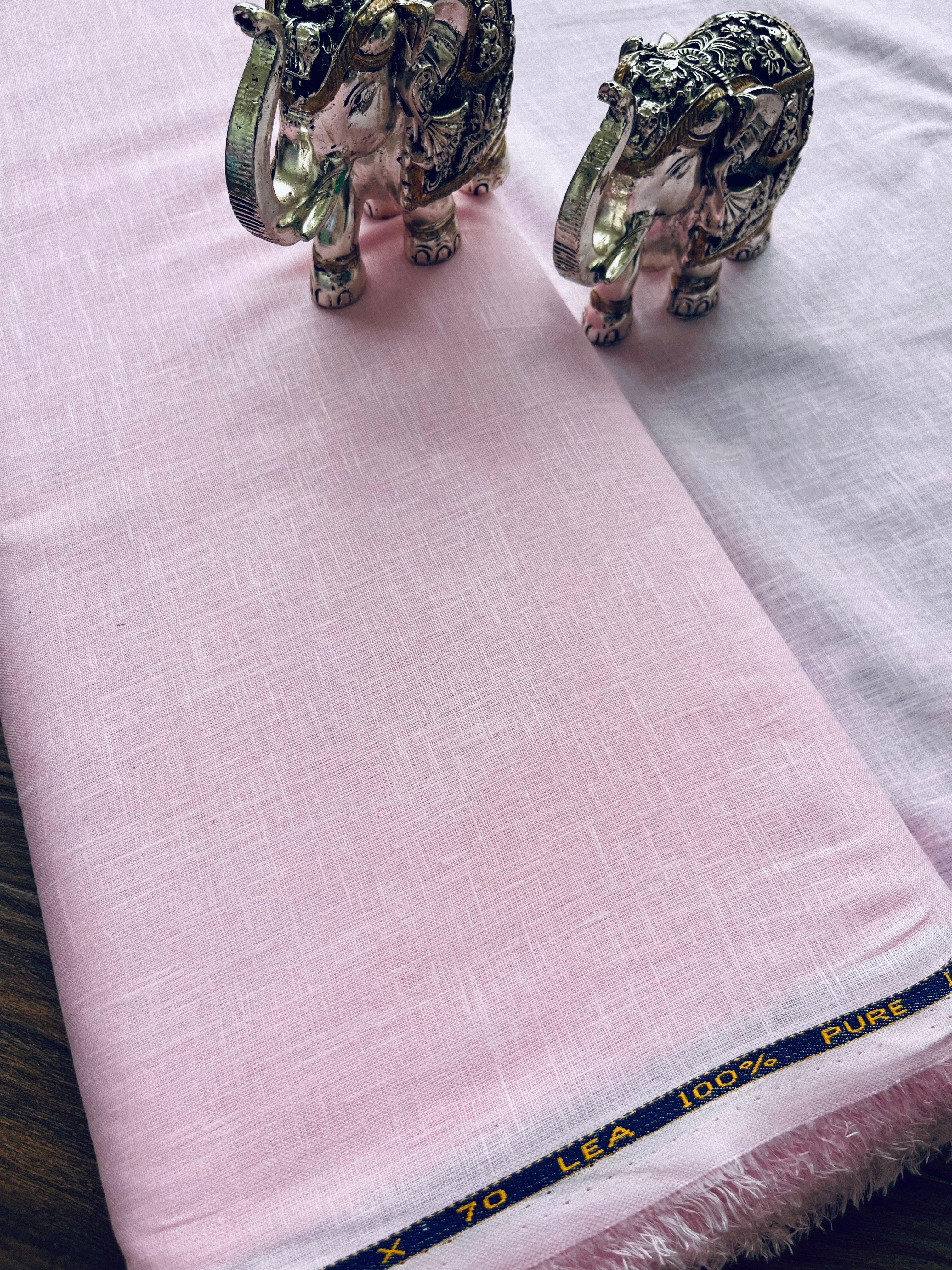 Pink 100% Pure Italian Cotton Linen Fabric (70 lea)