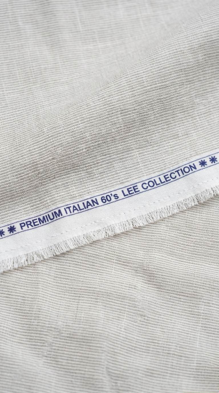 Khakee beige with white pinstripe Premium Cotton Linen Fabric