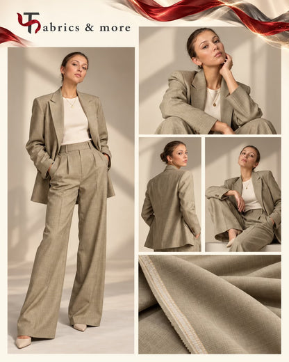 Imported Korean  SILKY Terry Wool by Johan & Martin – Wrinkle-Free Premium KHAKI-BEIGE  Suiting Fabric
