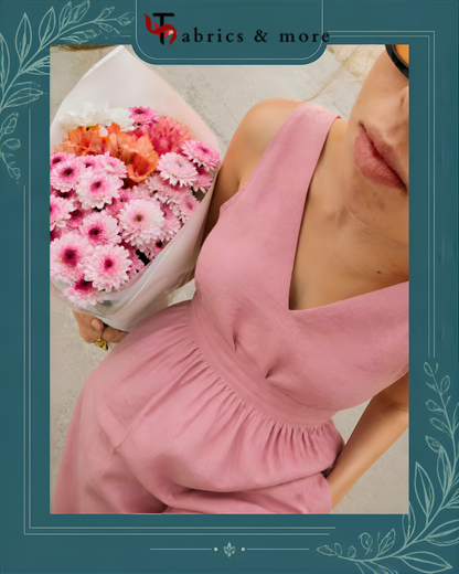 Premium Soft Peach 100%Pure Linen Fabric 60 Lea (0% Cotton)