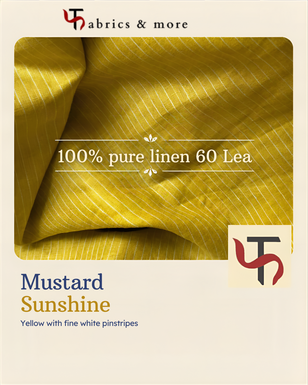 Sunshine Stripes 100% Pure Linen Fabric 60 Lea (0% Cotton)