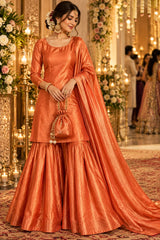 Coral Orange Shimmer Fendi Fabric