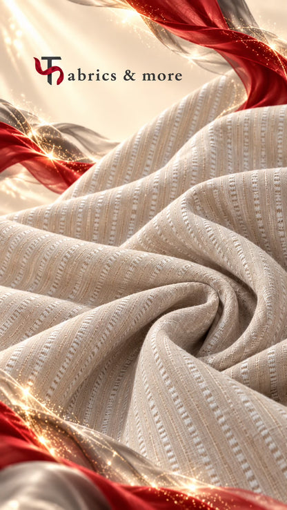 Premium Beige Textured Spun Fabric – Elegant Woven Design