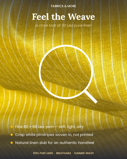 Sunshine Stripes 100% Pure Linen Fabric 60 Lea (0% Cotton)