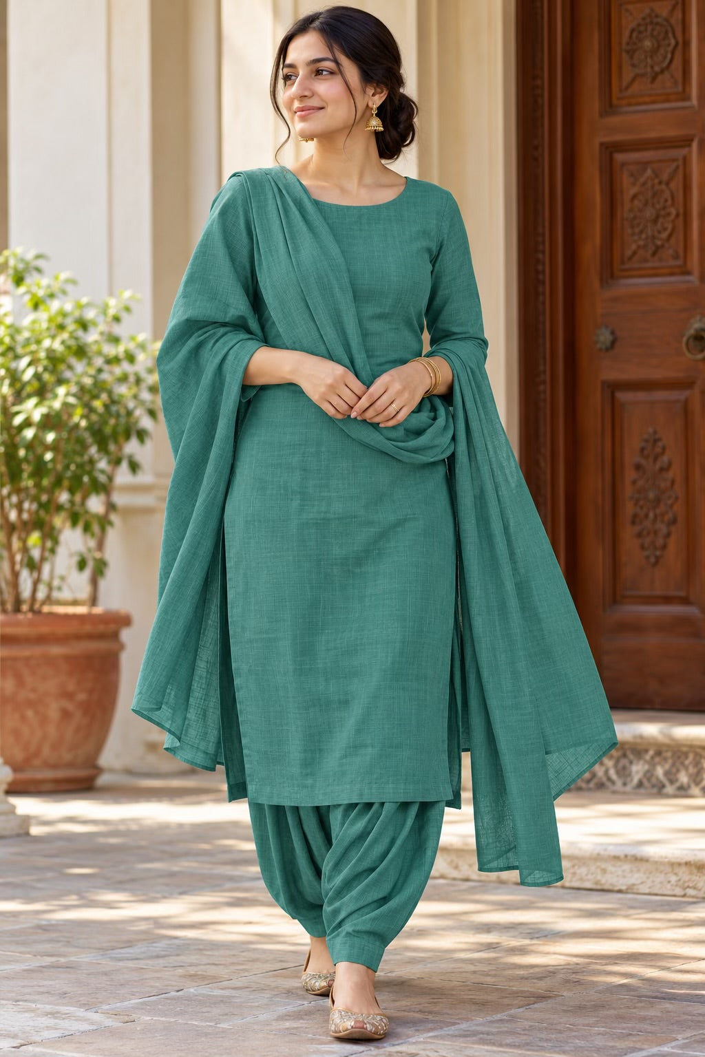 Soft Cambric Cotton Fabric – Teal Green