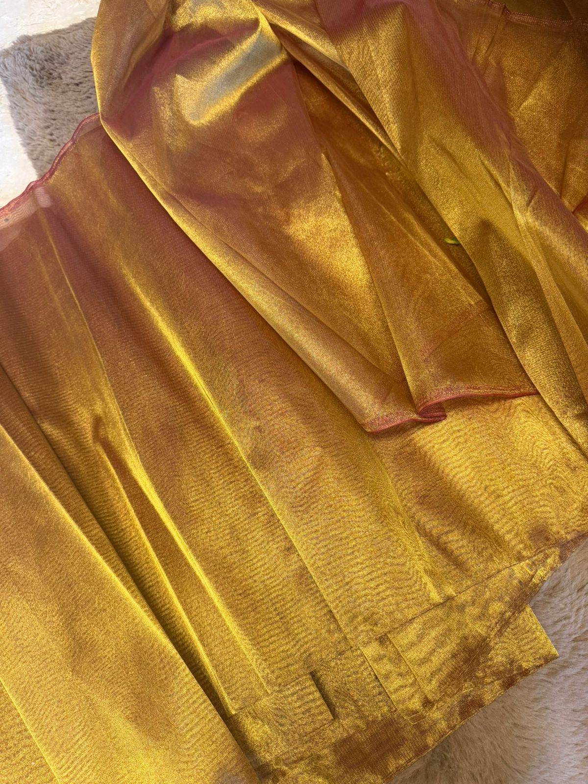 Golden Dual-Tone Metallic Tissue Fabric