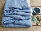 Chambrey Blue with Crossdye White texture Cotton Linen 60 lea fabric