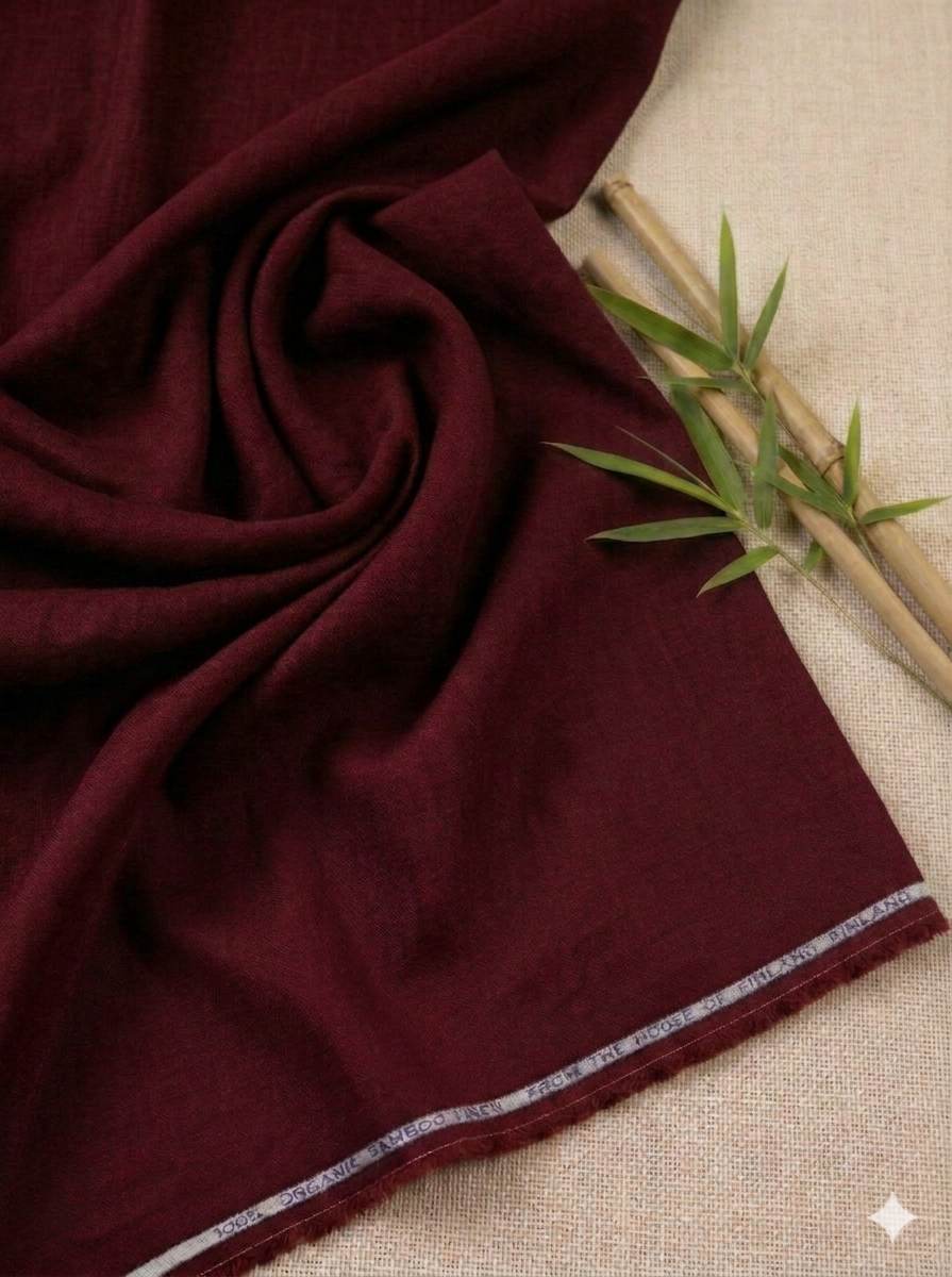 Royal Red 100% Organic Bamboo Cotton Linen Fabric