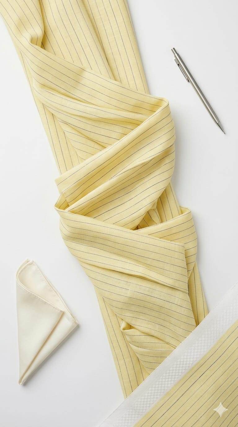 Sun-Kissed Lemon Pinstripe – Premium Italian Cotton Linen Fabric