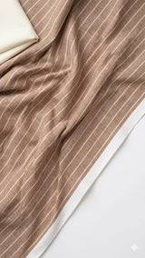 Earthy Red & Sulfur yellow Textured Stripe Premium Cotton Linen Fabric
