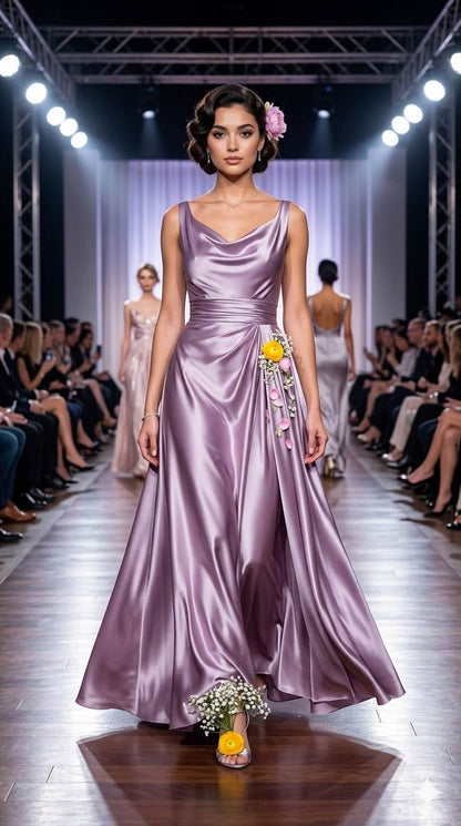 Imported Premium Armani Satin – Enchanted Lavender Fabric
