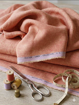 Peach with Crossdye Yellow-Cream texture Cotton Linen 60 lea fabric