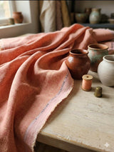 Peach with Crossdye Yellow-Cream texture Cotton Linen 60 lea fabric