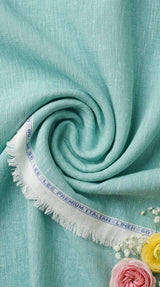 Vibrant Seafoam Green with Crossdye white texture Cotton Linen 60 lea fabric