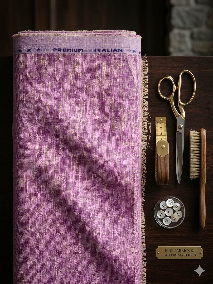 Purple with Crossdye yellow-Cream texture Cotton Linen 60 lea fabric