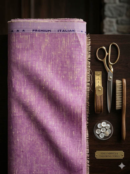 Purple with Crossdye yellow-Cream texture Cotton Linen 60 lea fabric