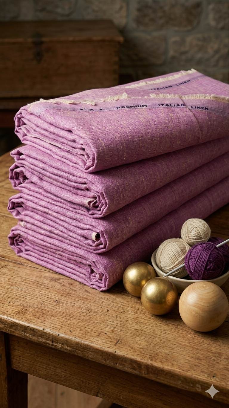 Purple with Crossdye yellow-Cream texture Cotton Linen 60 lea fabric