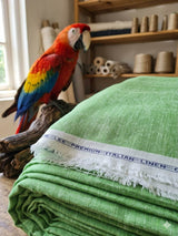 Pistachio Green with Crossdye white texture Cotton Linen 60 lea fabric