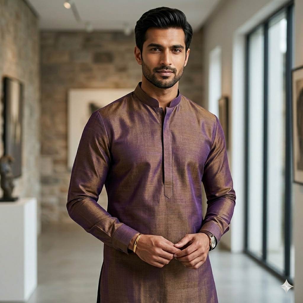 Premium Dual-Tone Textured cotton linen Fabric – Deep Espresso & Royal Violet