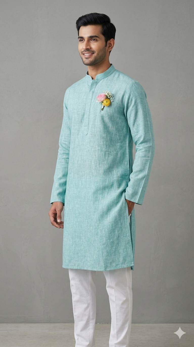 Vibrant Seafoam Green with Crossdye white texture Cotton Linen 60 lea fabric