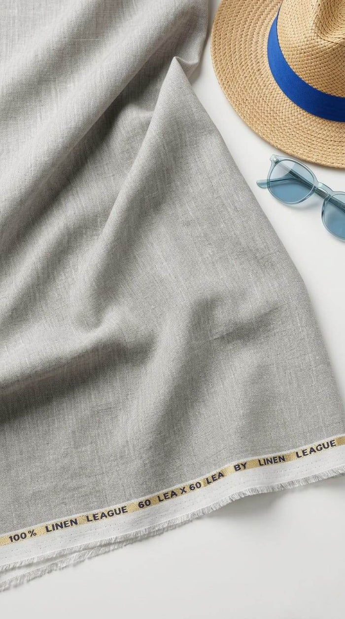 Cool Grey 100% Pure Linen 60 Lea Fabric(No cotton)