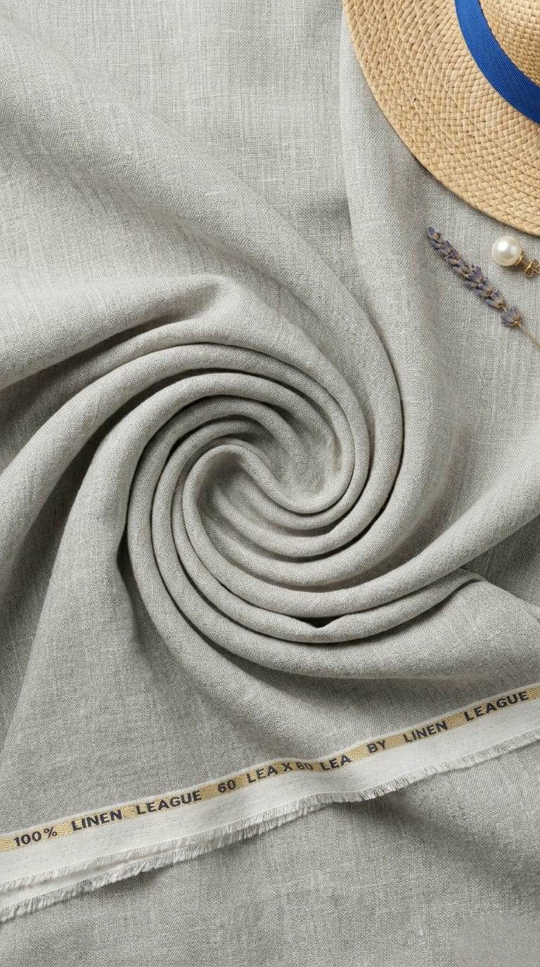 Cool Grey 100%Pure Linen 60 Lea Fabric(No cotton)