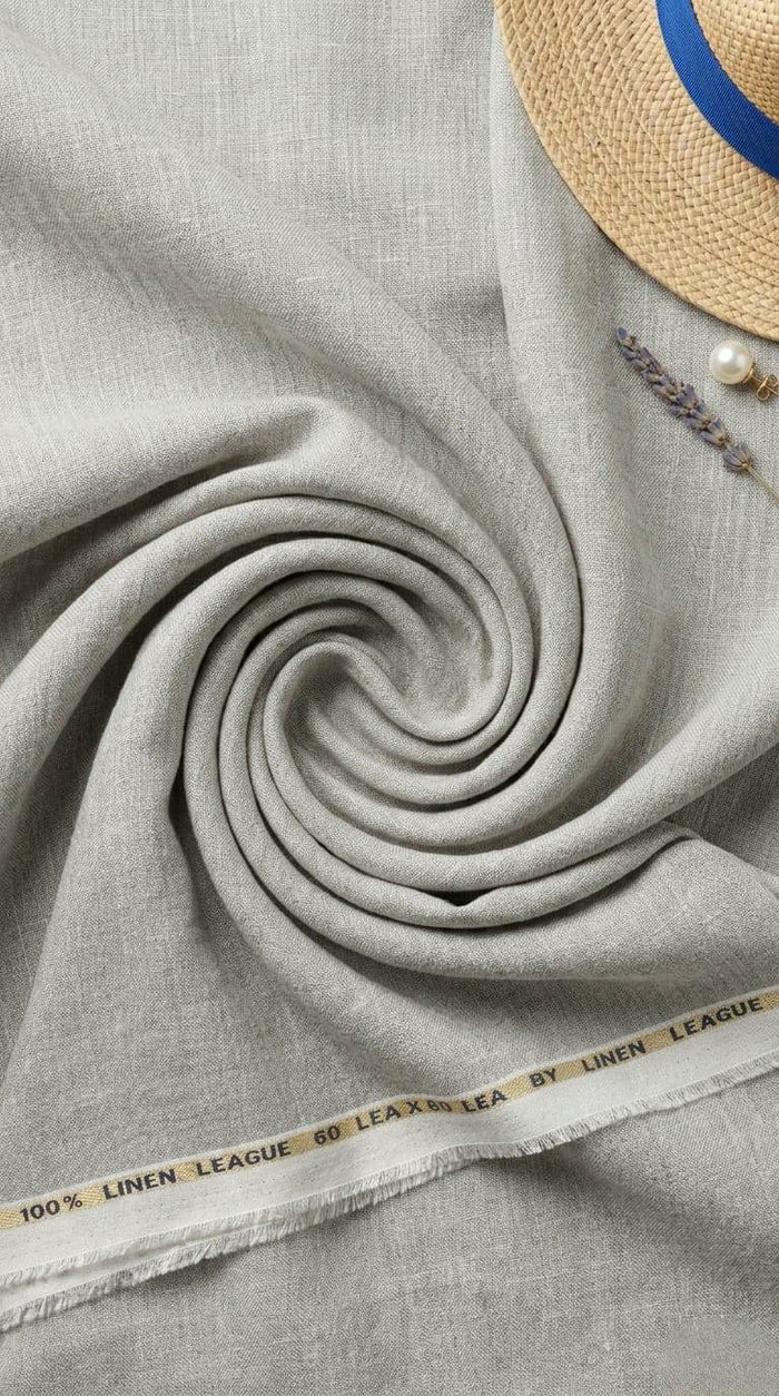 Cool Grey 100% Pure Linen 60 Lea Fabric(No cotton)