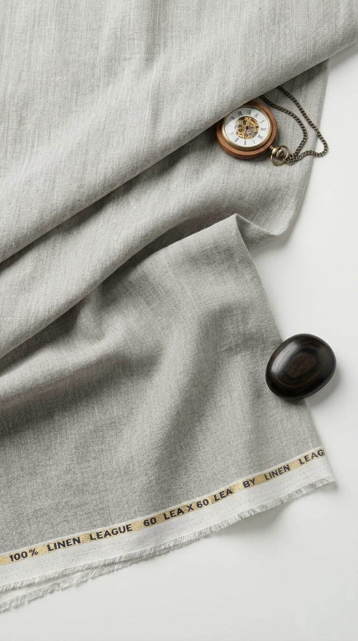 Cool Grey 100% Pure Linen 60 Lea Fabric(No cotton)