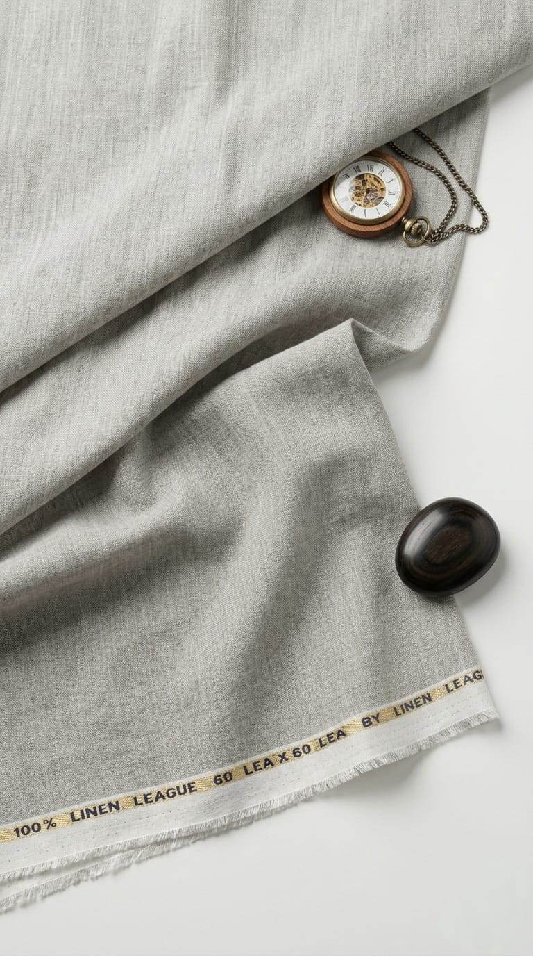 Cool Grey 100% Pure Linen 60 Lea Fabric(No cotton)