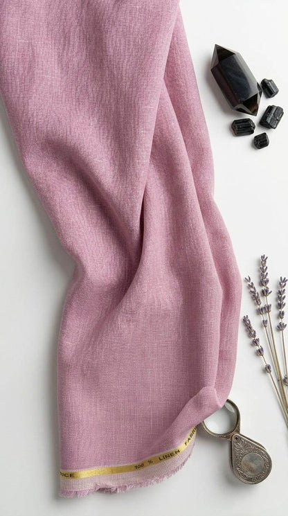Dusty Rose Textured 100% Pure Natural Linen Fabric (0% Cotton)